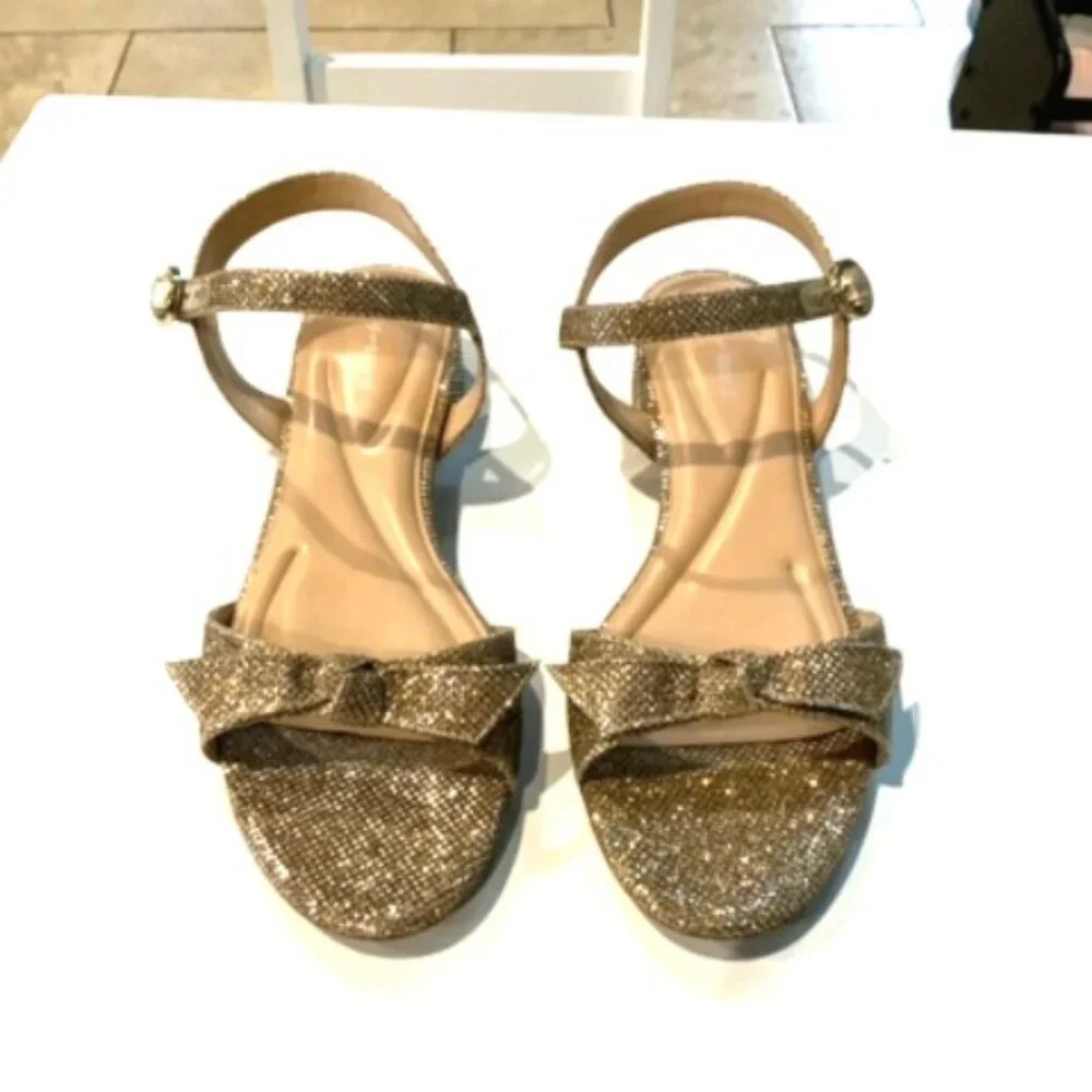 Easy Spirit Gold Glitter Bow Ginova Sandals